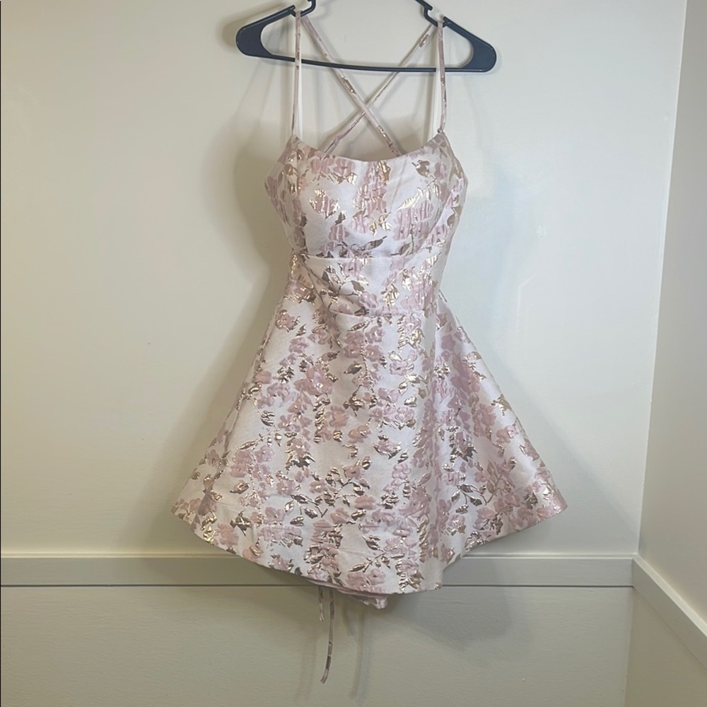 B Darlin Pink and White Sweetheart A-Line Prom Dress - Picture 5 of 7